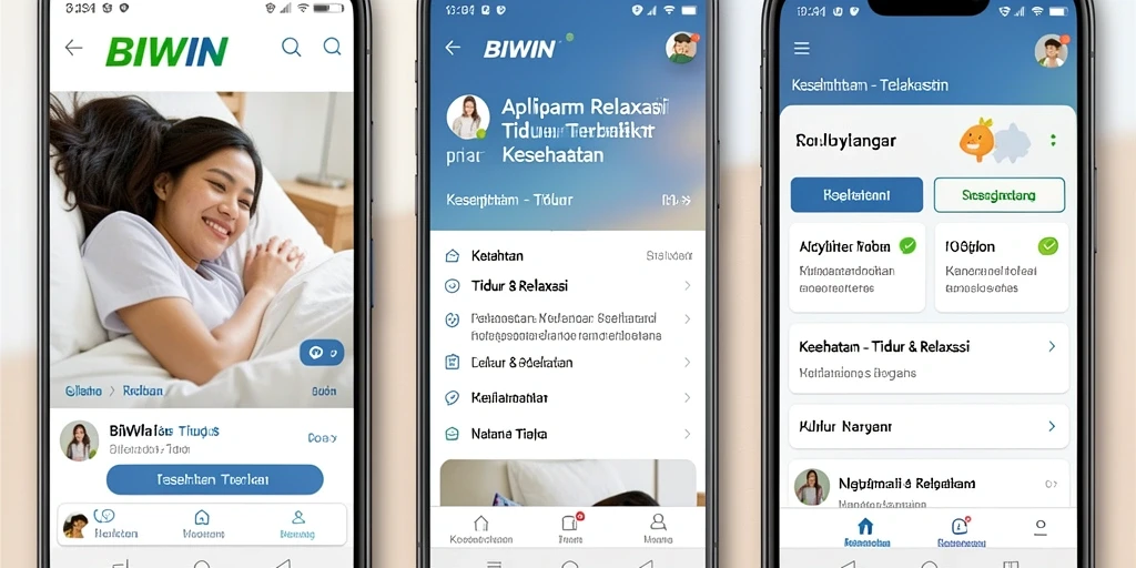 Antarmuka aplikasi BIWIN dengan pilihan relaksasi yang menenangkan.