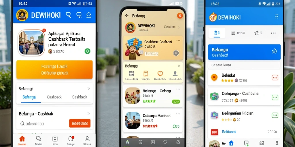 Antarmuka DEWIHOKI yang menarik menunjukkan fungsi Cashback dengan jelas.
