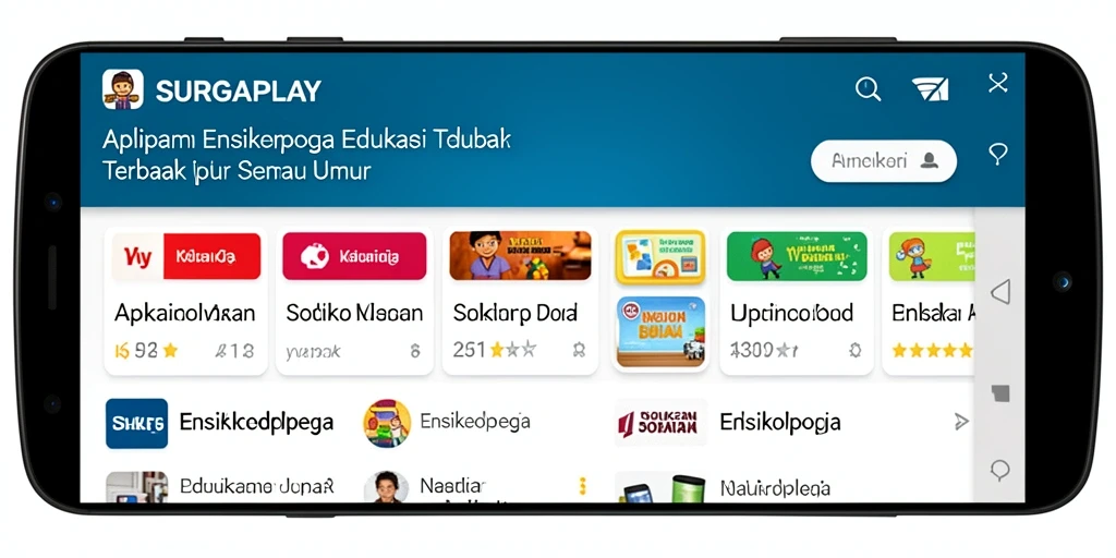 Tampilan utama SURGAPLAY dengan informasi edukasi yang interaktif.